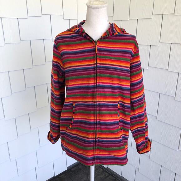 Chico's Jackets & Blazers - Chico's Women's Rainbow Stripe Full Zip Hooded Jacket with Pockets sz 1/US XS/S